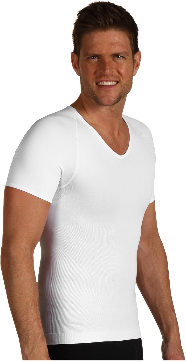 Maglia modellante uomo bianca 
con scollo a V