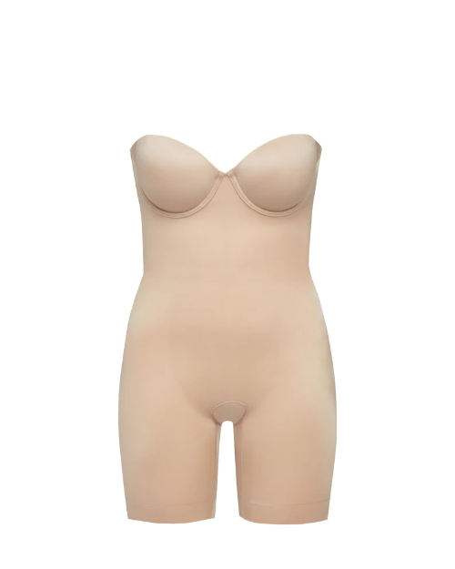 Body sposa senza spalline coppe push up contenimento soft con schiena bassa